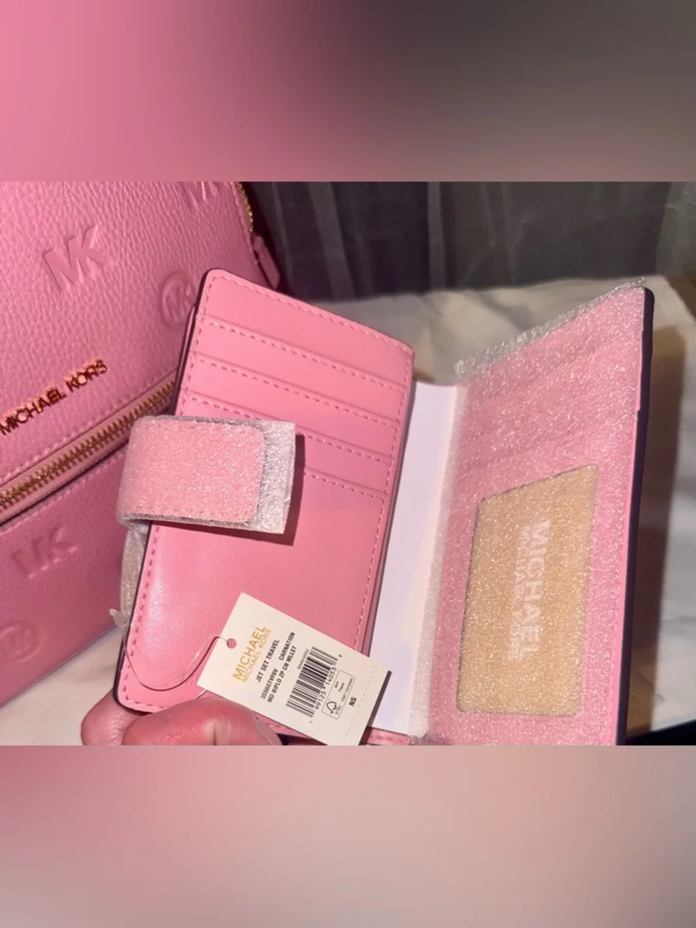Michael Kors  Rhea Pink Embossed MK Dome Backpack with Matching Wristlet - Picture 6 of 10